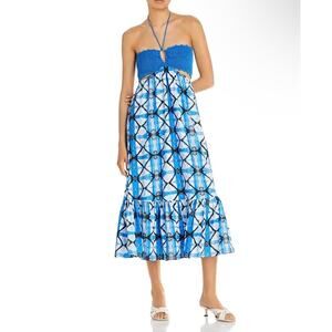 NWOT AQUA Blue Crochet Top Tie-Dye Midi Dress Size M